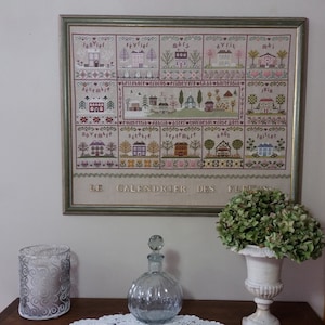 Le Calendrier des Fleurs, fiche au point de croix