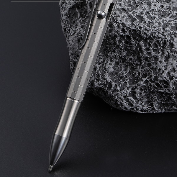 Titanium Bolt Action Pen Ballpoint Pen Ink Refillable Compact Size with Pocket Clip
