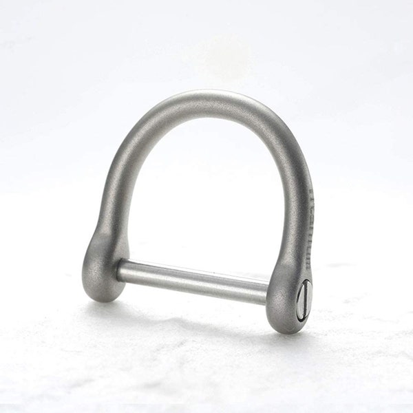 FEGVE Titanium D Ring Horseshoe Keyring U Shape Keychain Car Key Tool for Men and Women