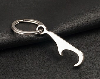 Titanium Mini Bottle Opener Keychain with Stainless Steel Key Ring Lightweight Portable EDC Mini Keychain Tool