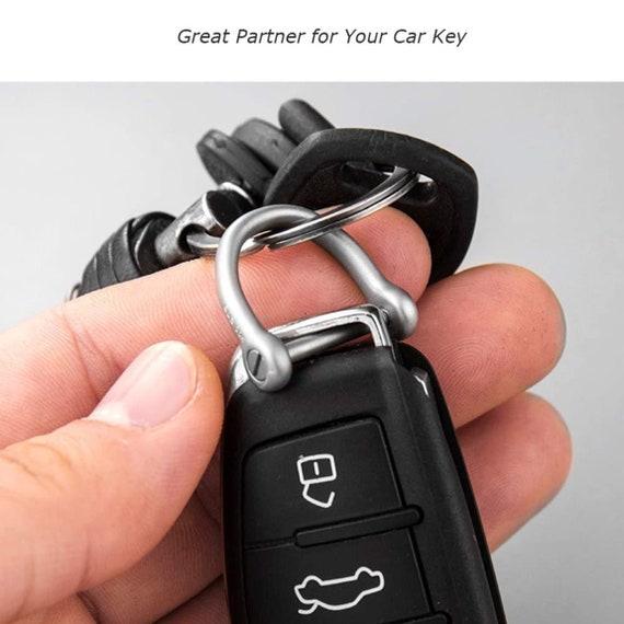 Car Key Chain Holder D Ring Stainless Steel Keychain Silver Metal Key Ring  with Screw Shackle for Men Women