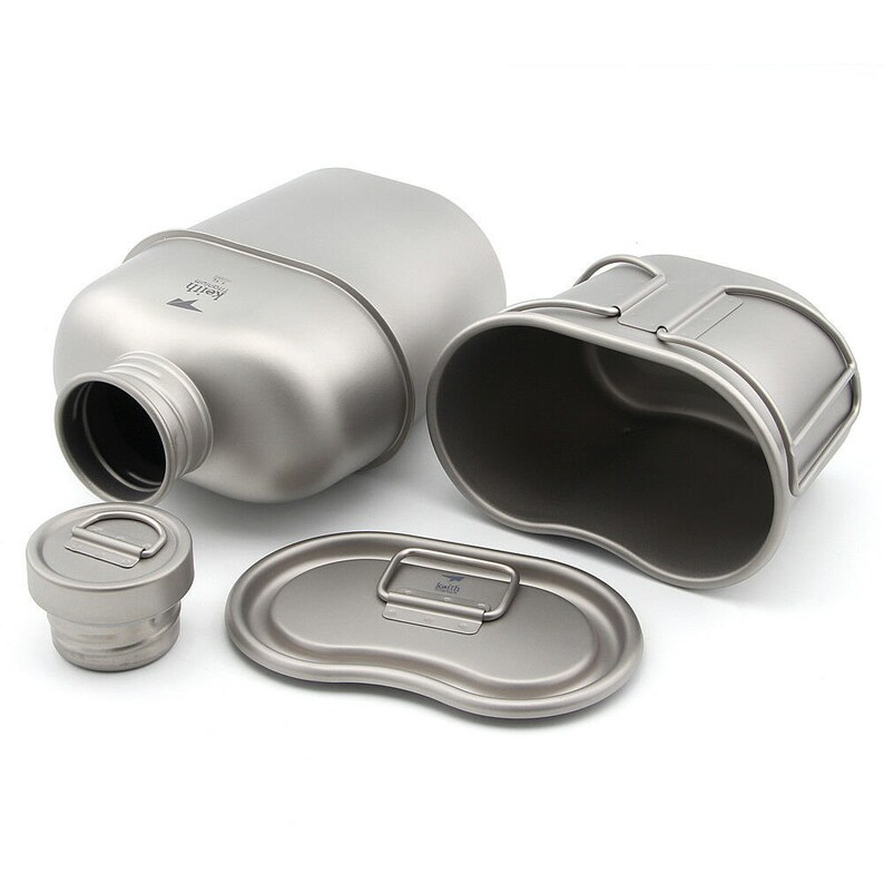 Keith Ti3060 Titanium Canteen Set Kit Military Water Bottle Kettle With
