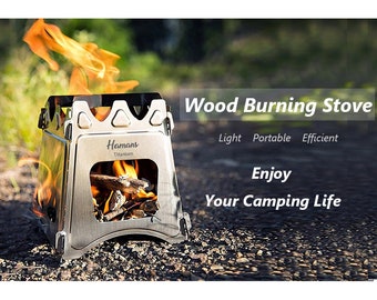 Hamans Titanium Wood Burning Stove, Camping Stove, Foldable Titanium Portable Backpacking Stove for Outdoor Camping Picnic BBQ