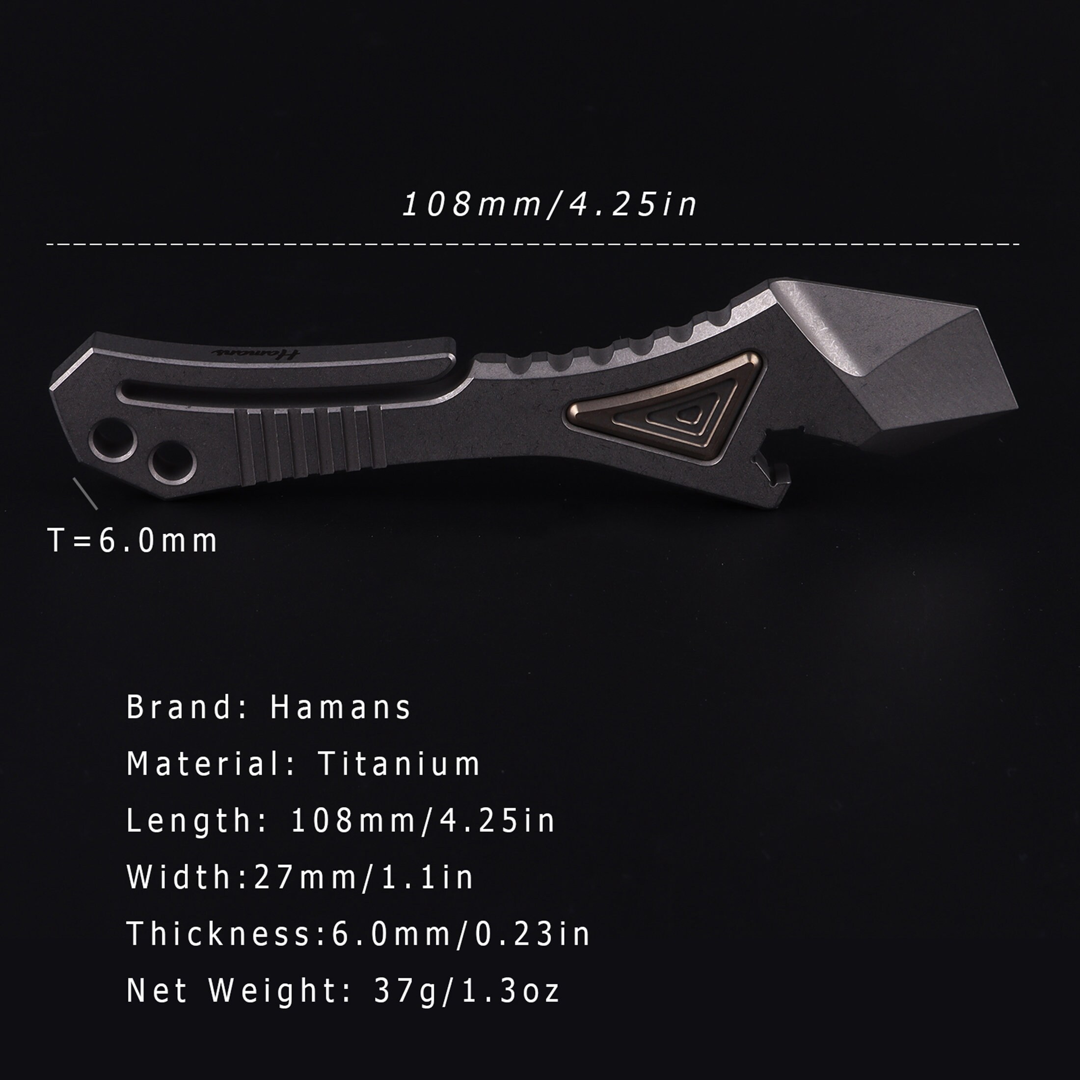 Hamans Titanium EDC Pry Bar Keychain Bottle Opener Portable Multi Tool