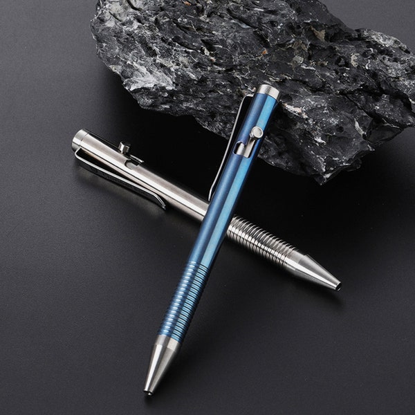 Titanium Tactical Pen with Clip Ballpoint Pen Pocket Pen Compact Size EDC Pen for Everyday Carry