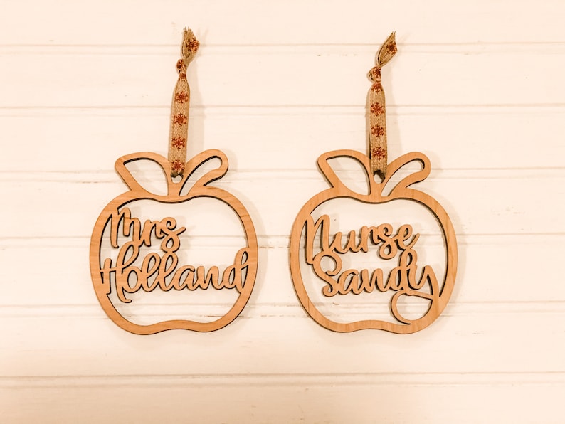 Download Teacher Name Apple Ornament SVG Custom Teacher Ornament ...