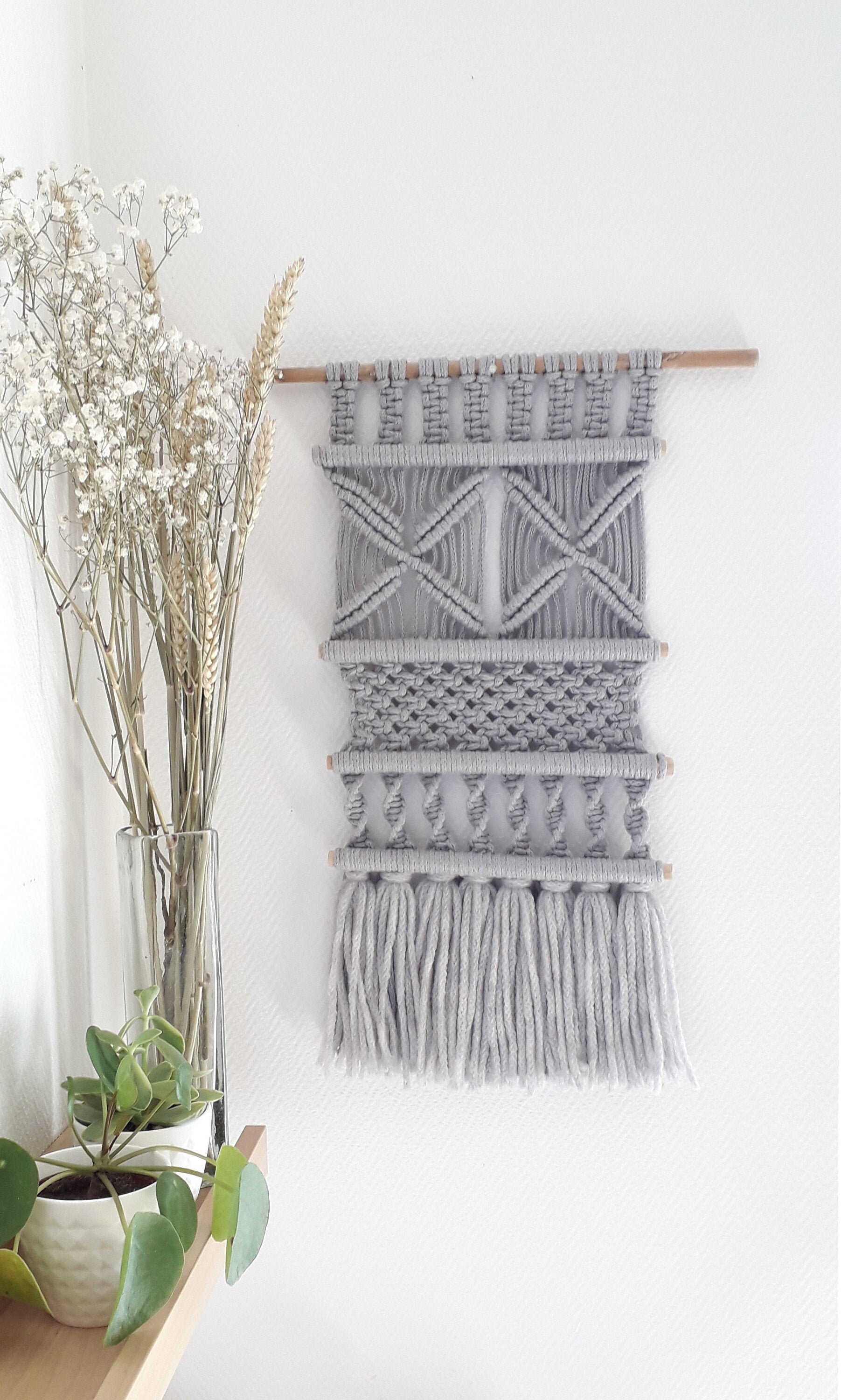 Décoration Macramé, Tenture Murale, Suspension Tissage Mural Coton, Macramé Moderne, Art Boho, Boho 