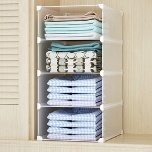 MYCEE Stackable Wardrobe Shelves, Plastic Shelves, Closet Shelf, Storage Organiser, Shelf Rack, Stackable Shelf Rack