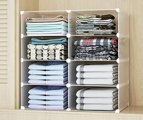 3 PCS Closet Organizer Stackable Clothes Foldable Plastic T-Shirt Organizer