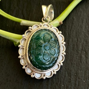 Vintage Zambia Smeraldo 925 Sterling Argento Pendente