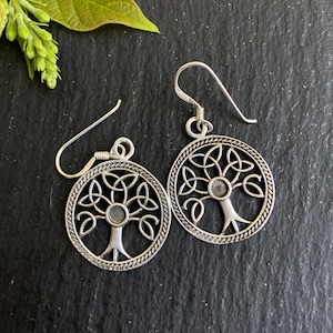 Handmade Sterling Silver Tree of Life Dangle Earrings