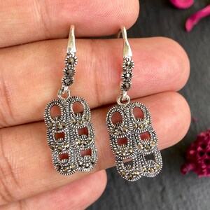 Oxidized Sterling Silver Dangle Earrings: Modern Silver Jewelry