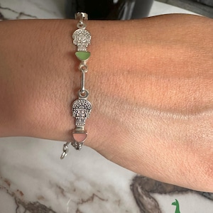 Pulsera Inca con diseño Tumi en plata 950, con incrustación de piedras Naturales - Joyería Inca Peruana - Joyería Inca hecha a mano