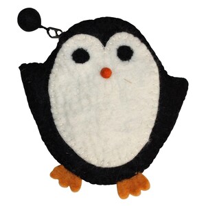 Cartera de fieltro, monedero de fieltro con cremallera, pingüino