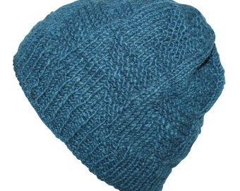 wool hat - blue - warm knitted hat