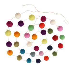 Decorative chain - garland - felt balls - colorful - approx. 2 m
