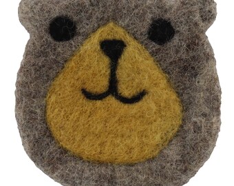 Felt coasters - coasters - felt - brown - bear - 10 x 11 cm