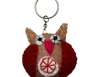 Keyring - owl - light brown-red