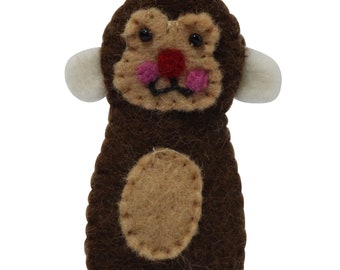 Finger puppet made of felt - monkey brown - finger doll