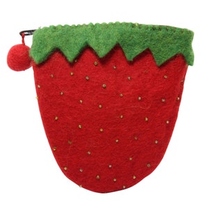 Carteira bolsa de feltro bolsa de feltro com zíper morango