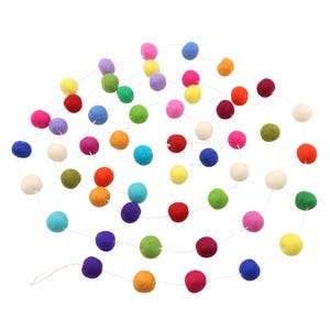 Decorative chain - garland - felt balls - colorful - approx. 3 m