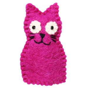 Títere de dedo de fieltro - Gato rosa - Títere de dedo