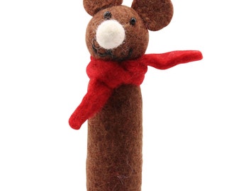 Finger puppet made of felt - bear with scarf - finger doll