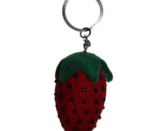 Keychain - strawberry - red