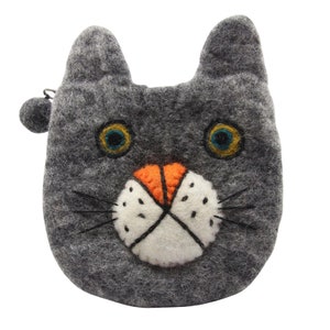 Monedero de fieltro bolso de fieltro monedero con cremallera gato