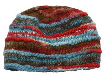 Wool hat - striped - blue-red