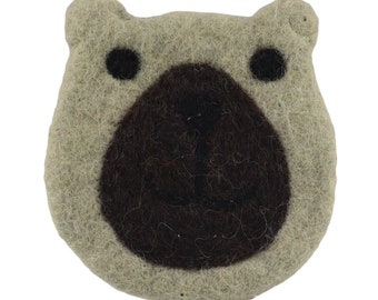 Felt coasters - coasters - felt - beige - bear - 10 x 11 cm