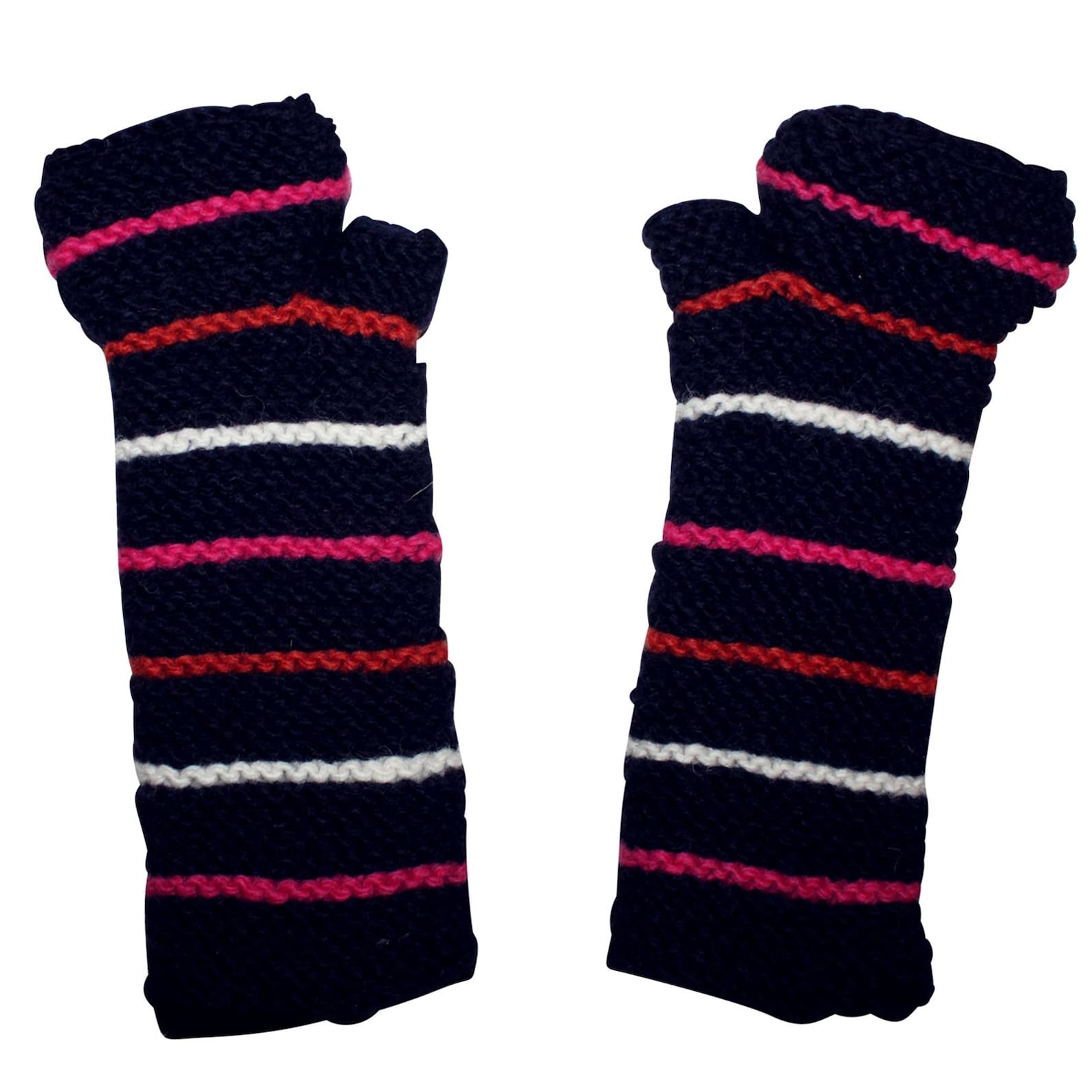 Arm Warmers Made of Wool Knitted Cuffs Blue-navy With Stripes Wrist ...