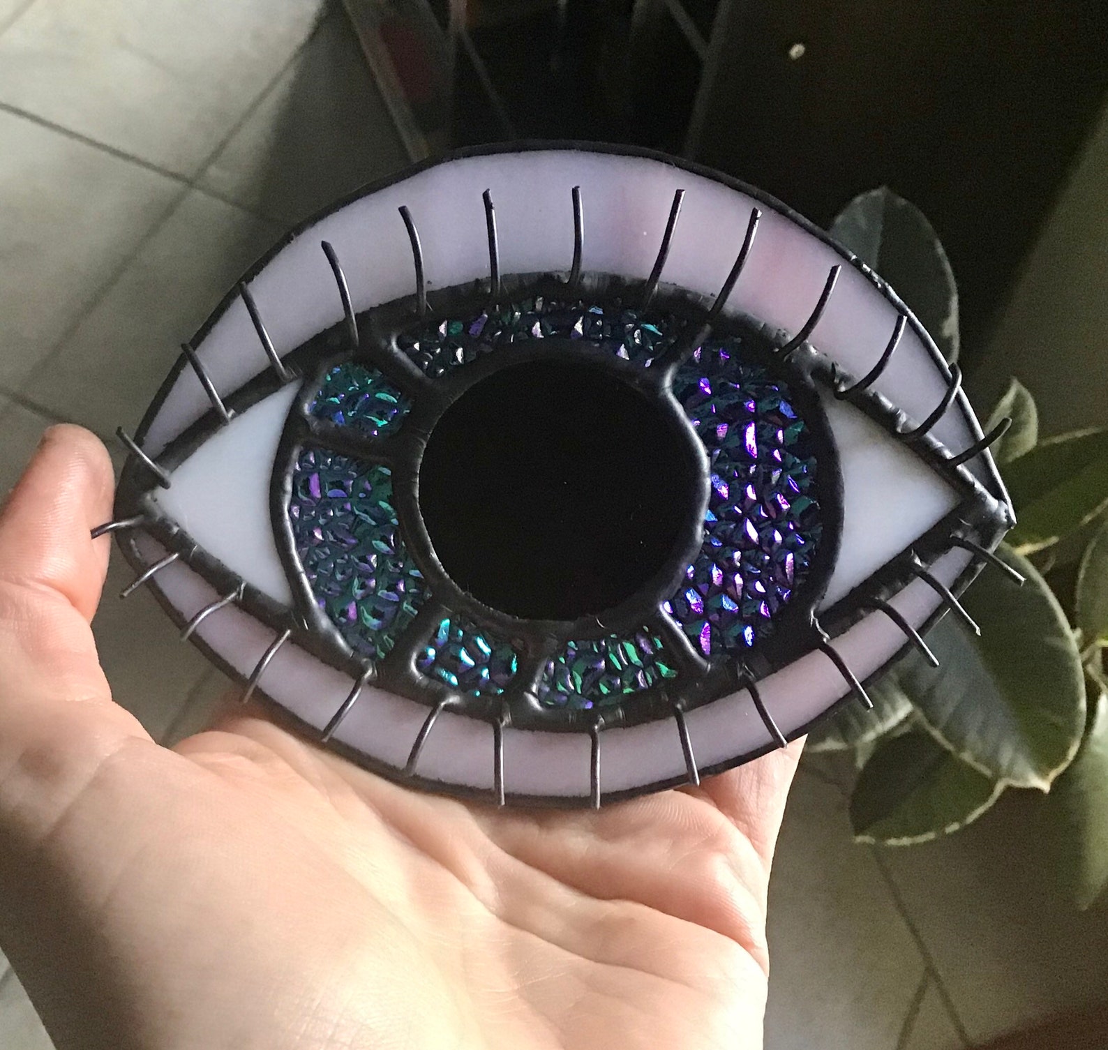 Glass eye suncatcher dichroic glass iris wall art 3D lashes Etsy