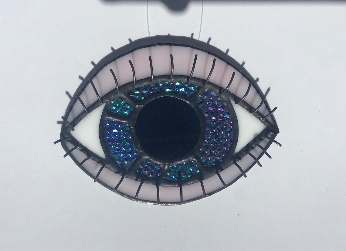 Glass eye suncatcher dichroic glass iris wall art 3D lashes Etsy