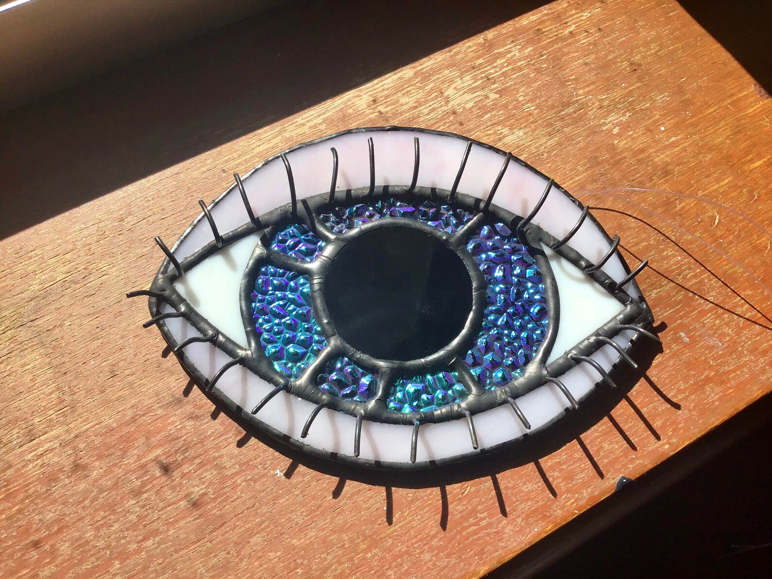 Glass eye suncatcher dichroic glass iris wall art 3D lashes Etsy