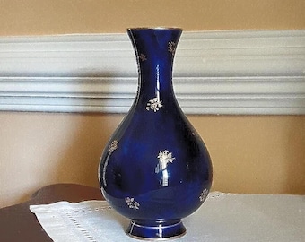 Vintage Sevres Gilded Cobalt Blue Porcelain Vase