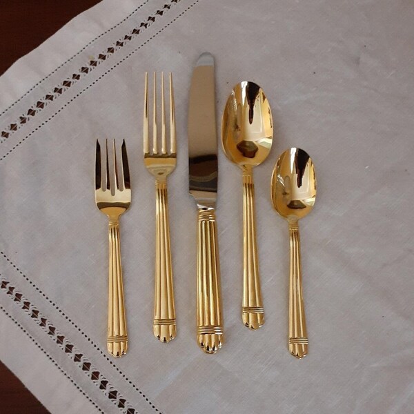 Gold Plated Flatware Etsy