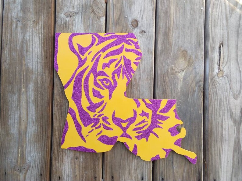 Louisiana Tiger Face LSU Tigers Purple and Gold - Etsy
