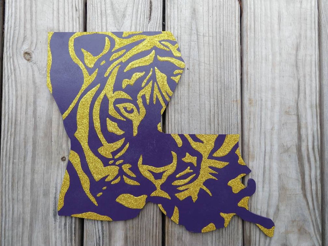 Louisiana Tiger Face LSU Tigers Purple and Gold | Etsy