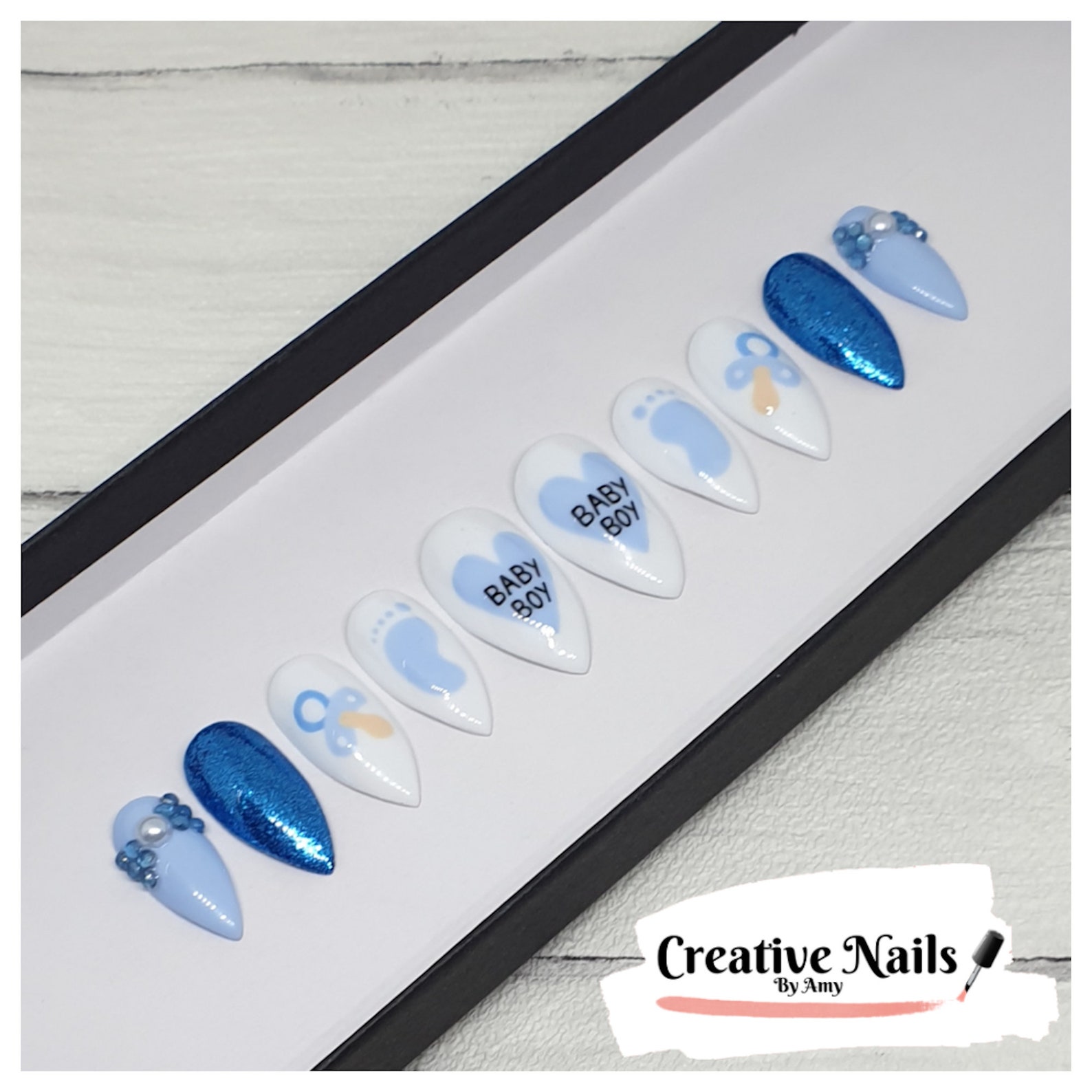 Baby Boy Shower False Nails Press on False Nails Blue Baby Etsy