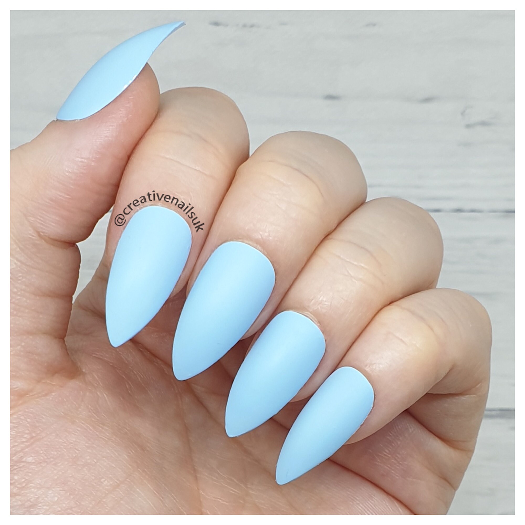 Pastel Blue False Nails Press on False Nails Blue Gel Nails Glue