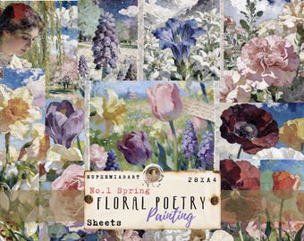 Pintura Poética Floral, Nº 1 Primavera, Nostalgia, Folhas Imprimíveis, Enfeites, Fundos, Download Digital, DIN A4