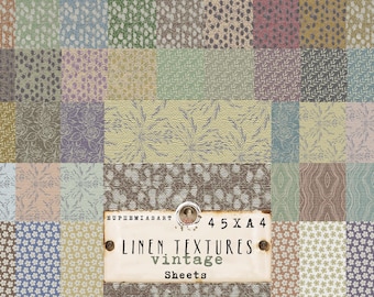 Texturas de linho Euphemias Vintage, fundos básicos, folhas e cartões para impressão, itens efêmeros, enfeites, download digital, DIN A4