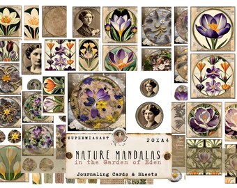 EUPHEMIAS Mandalas da natureza no Jardim do Éden Vol. 1, Folhas e cartões para impressão, Ephemera, Enfeites, Download digital, DIN A4