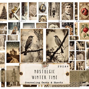 EUPHEMIAS NOSTALGIC inverno, Folhas e Cartões para Imprimir, Ephemera, Enfeites, Download Digital, DIN A4