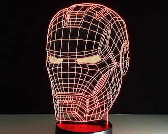 Iron Man Mask 3D Lamp, Laser Cut Files (Digital Download)
