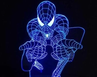 spiderman 3D LED LAMP,spider led night light,spider man Laser cut,spider man svg,superheroes 3d led lamp,file for Cnc laser cut plans vector