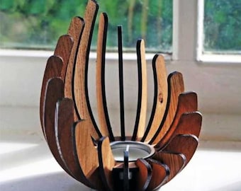 Laser Cut Candle Holder SVG, 3D Puzzle Vector File