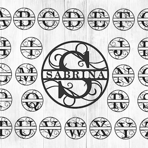 letras con su nombre, DXF, PDF, SVG, letras de madera svg, letras decoradas con láser, alfabeto svg, monograma dividido svg, letras para láser cnc cortado