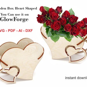 Floral Heart Box,Wooden box Heart shaped,rose holder,gift boxs,glowforge files,box laser cut file,instant download